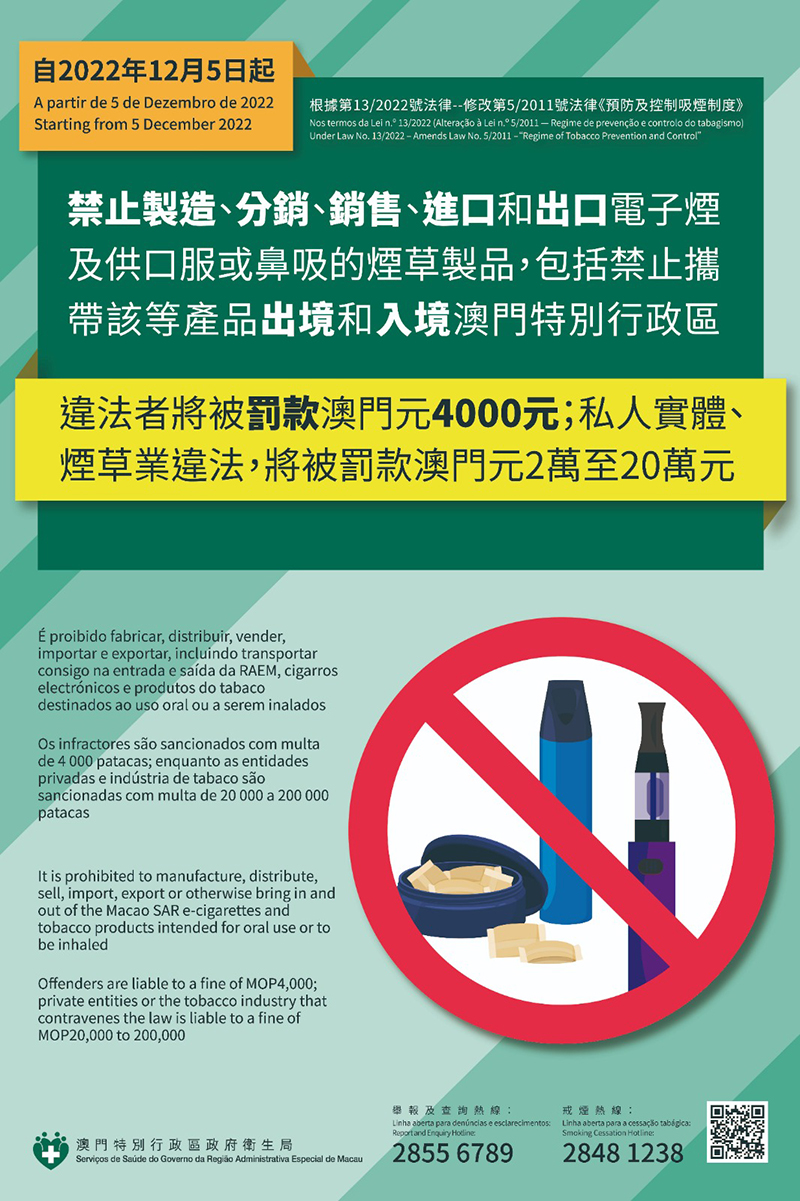 E-cigarettes are prohibited from carrying when crossing the borders of Macao 